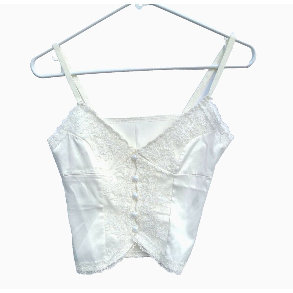 Fashion Sexy Lounge White Button-Up Lace Cami Size S Intimate Lingerie Bridal